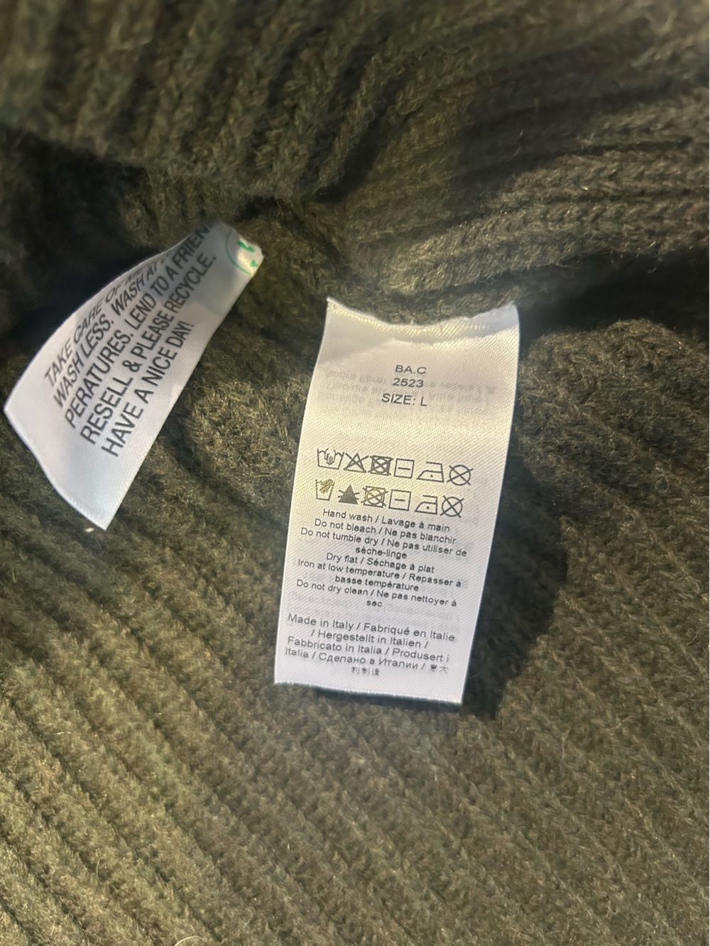 Ganni Recycled Ribbed Knit Vest Green Oversized Pullover Size L - Picture 6 of 10